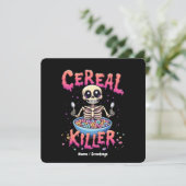 Cereal Killer Ontbijt Grappig Cereal Bowl Skelet Kaart (Staand voorkant)