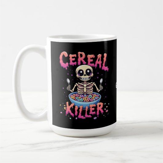 Cereal Killer Ontbijt Grappig Cereal Bowl Skelet Koffiemok (Links)
