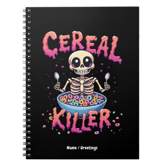 Cereal Killer Ontbijt Grappig Cereal Bowl Skelet Notitieboek (Voorkant)