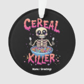 Cereal Killer Ontbijt Grappig Cereal Bowl Skelet Ornament (voorkant)