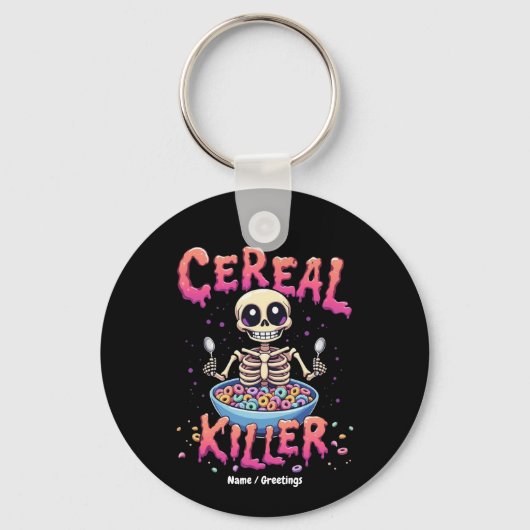 Cereal Killer Ontbijt Grappig Cereal Bowl Skelet Sleutelhanger (Voorkant)