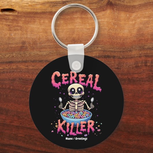 Cereal Killer Ontbijt Grappig Cereal Bowl Skelet Sleutelhanger (Voorkant)
