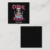 Cereal Killer Ontbijt Grappig Cereal Bowl Skelet Vierkante Visitekaartje (Voorkant / Achterkant)