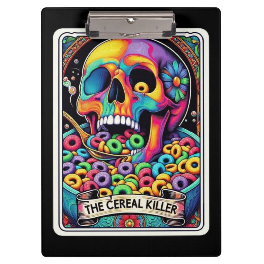 Cereal Killer Tarot – Skull Eating Cereal, Dark Klembord (Voorkant)