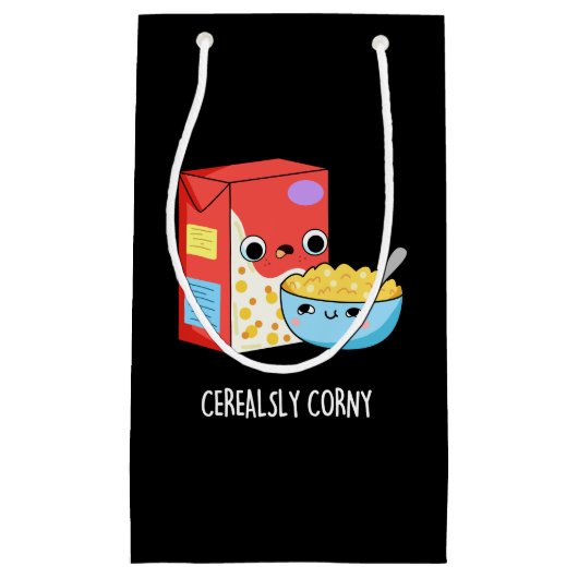 Cerealsly Corny Funny Milk Cereal Pun Dark BG Klein Cadeauzakje (Voorkant)