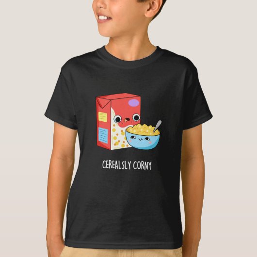 Cerealsly Corny Funny Milk Cereal Pun Dark BG T-shirt (Voorkant)