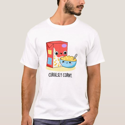 Cerealsly Corny Grappige Melk Graanwoordspeling T-shirt (Voorkant)