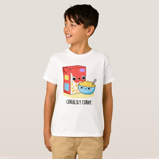 Cerealsly Corny Grappige Melk Graanwoordspeling T-shirt (Voorkant volledig)