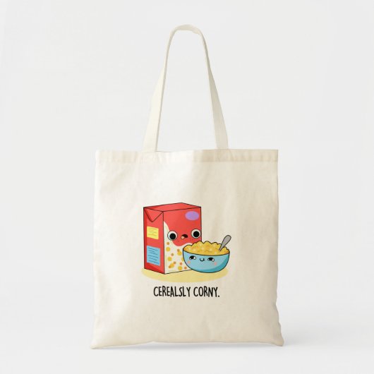 Cerealsly Corny Grappige Melk Graanwoordspeling Tote Bag (Voorkant)