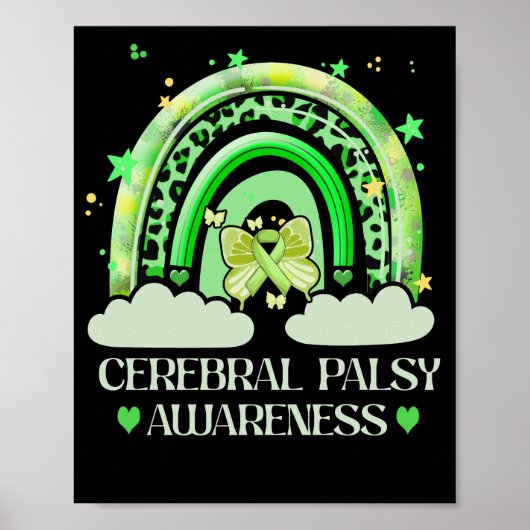 Cerebral Palsy Awareness Bleaching Rainbow Boho Poster (Voorkant)