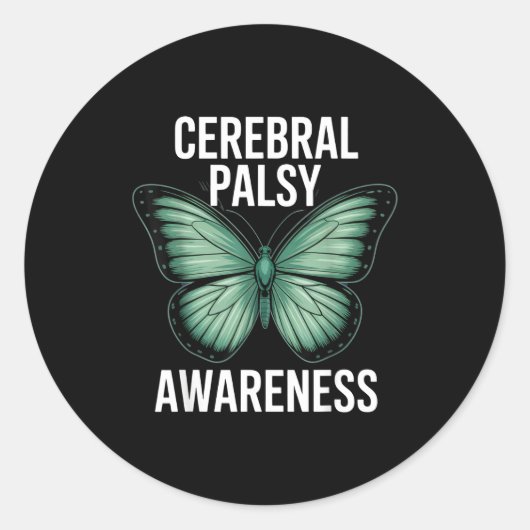 Cerebral Palsy Awareness Butterfly Suprters And Ad Ronde Sticker (Voorkant)
