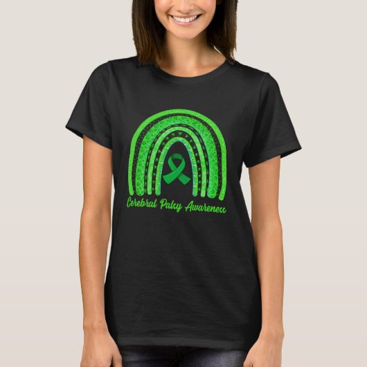 Cerebral Palsy Awareness Month Retro Rainbow Brain T-shirt (Voorkant)