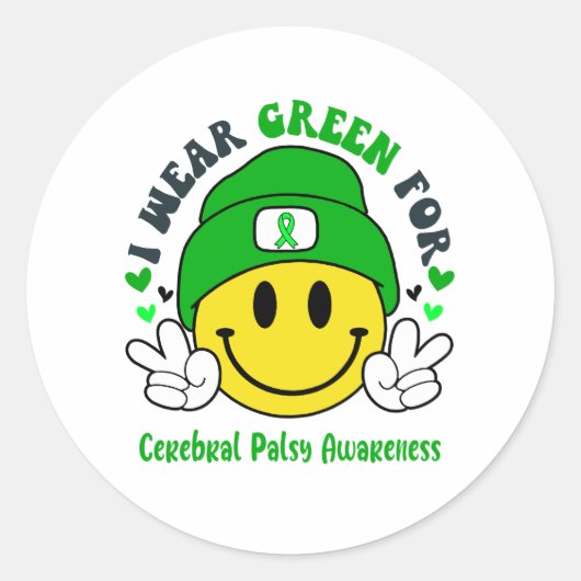 Cerebral Palsy Awareness Ribbon Support Giften Ronde Sticker (Voorkant)