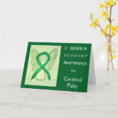 Cerebral Palsy Awareness Ribbon Wenskaart Kaart (Gele Bloem)