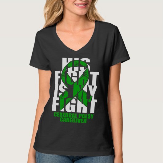 Cerebral Palsy Caregiver Awareness Month Green Rib T-shirt (Voorkant)