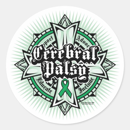 Cerebral Palsy Celtic Cross Ronde Sticker (Voorkant)