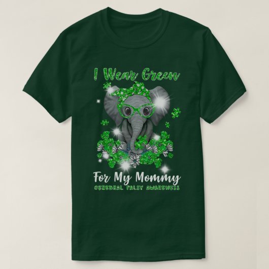 Cerebral Palsy Elephant I Draag Green CP mama T-shirt (Design voorkant)