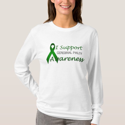 Cerebral Palsy Green Awareness Ribbon Dames LS T T-shirt (Voorkant)