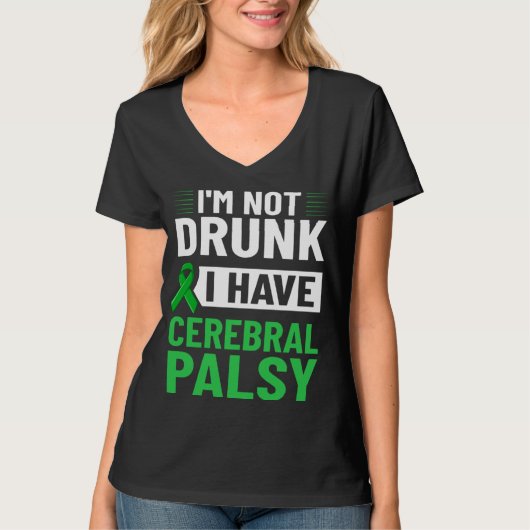 Cerebral Palsy Green Ribbon Brain Damage Awareness T-shirt (Voorkant)