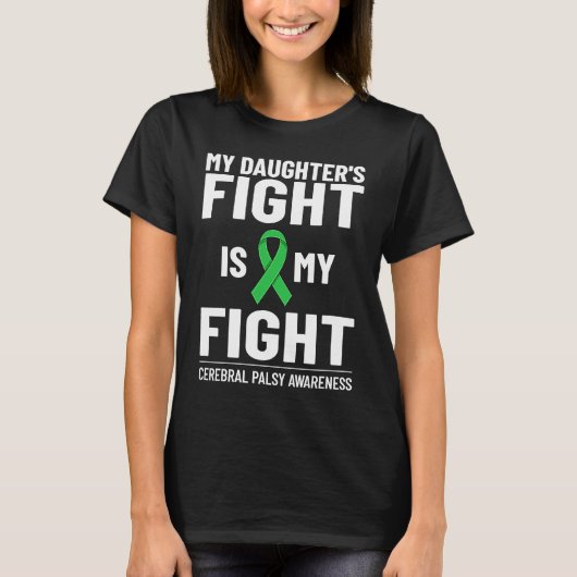 Cerebral Palsy Green Ribbon Brain Damage Awareness T-shirt (Voorkant)