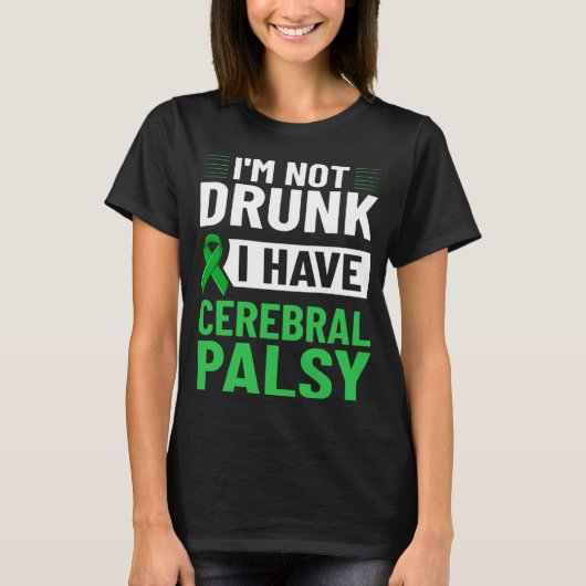 Cerebral Palsy Green Ribbon Brain Damage Awareness T-shirt (Voorkant)