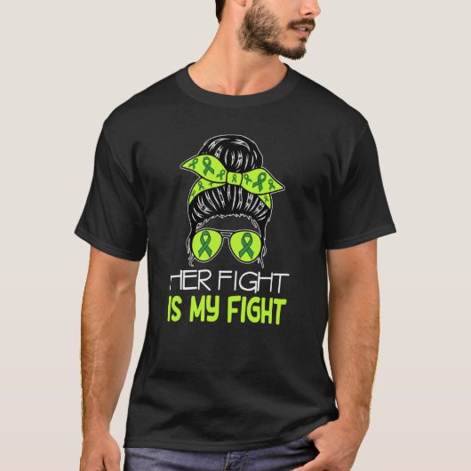 Cerebral Palsy Her Fight is My Fight Messy Bun CP T-shirt (Voorkant)