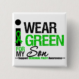 Cerebral Palsy ik Draag groen lint voor mijn zoon Vierkante Button 5,1 Cm