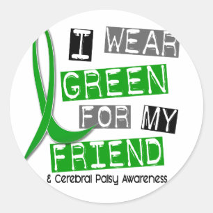 Cerebral Palsy Ik Draag groen voor mijn vriend 37 Ronde Sticker