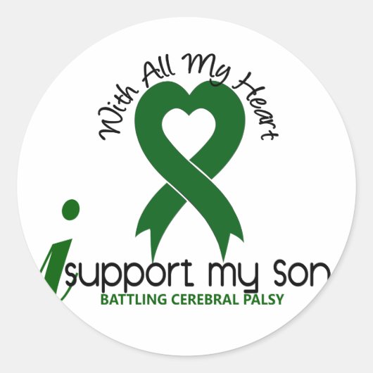 Cerebral Palsy Ik steun mijn zoon Ronde Sticker (Voorkant)