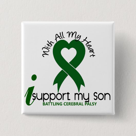 Cerebral Palsy Ik steun mijn zoon Vierkante Button 5,1 Cm (Voorkant)