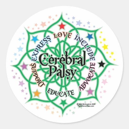 Cerebral Palsy Lotus Ronde Sticker (Voorkant)
