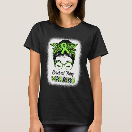 Cerebral Palsy Warrior Messy Bun Women Mom Wife Cp T-shirt (Voorkant)