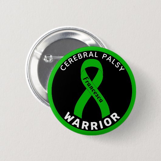 Cerebral Palsy Warrior Ribbon Black Button (Voorkant /achterkant)