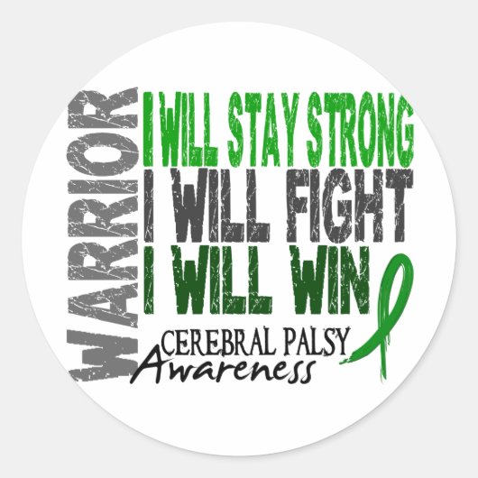 Cerebral Palsy Warrior Ronde Sticker (Voorkant)