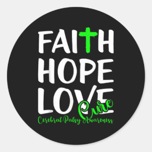 Cerebrale verlamming bewustzijn geloof hoop liefde ronde sticker