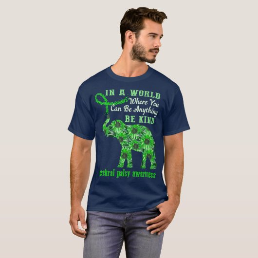 Cerebrale verlamming Bewustzijn Zonnebloem en Olif T-shirt (Voorkant volledig)
