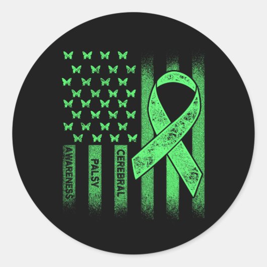 Cerebrale verlamming CP Bewustzijn Amerikaanse Vla Ronde Sticker (Voorkant)