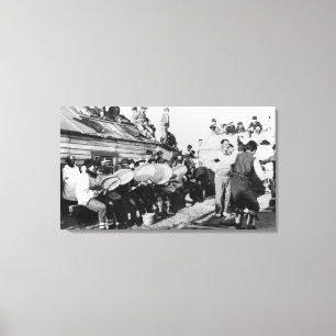 Ceremonial Eskimo Dance in Nome, Alaska Canvas Afdruk