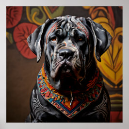 Ceremonial Neapolitan Mastiff in Warrior Attire Poster