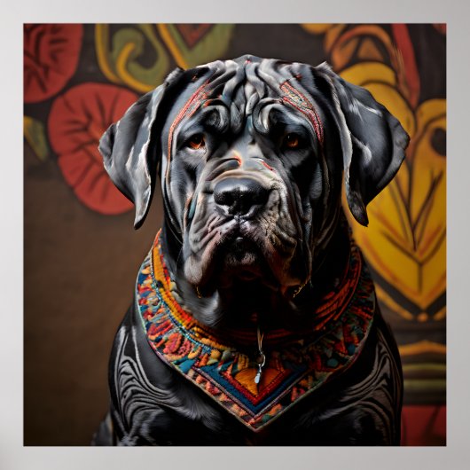 Ceremonial Neapolitan Mastiff in Warrior Attire Poster (Voorkant)