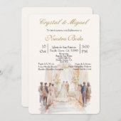 Ceremonie beige bruiloft kaart (Voorkant / Achterkant)