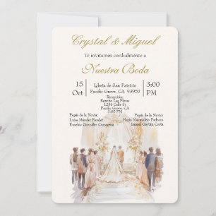 Ceremonie beige bruiloft kaart