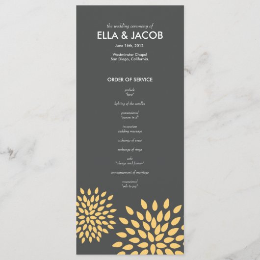 Ceremonie programma // Posh bloemblaadjes // Sunsh Programmakaart (Voorkant)