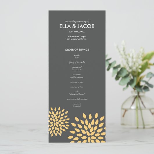 Ceremonie programma // Posh bloemblaadjes // Sunsh Programmakaart (Staand voorkant)
