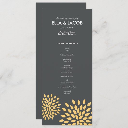Ceremonie programma // Posh bloemblaadjes // Sunsh Programmakaart (Voorkant / Achterkant)