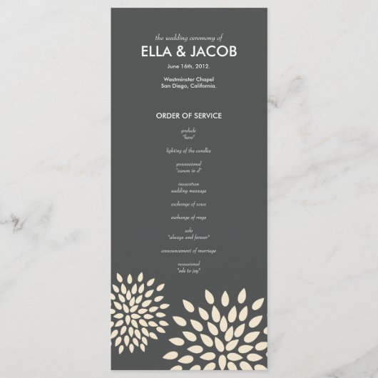 Ceremonie programma // Posh bloemblaadjes // Vanil Programmakaart (Voorkant)
