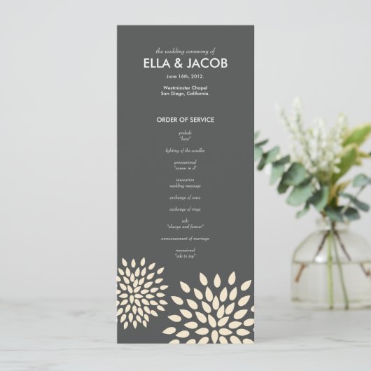Ceremonie programma // Posh bloemblaadjes // Vanil Programmakaart (Staand voorkant)