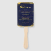 Ceremonie programma's | Navy Blue Bruiloft Abstrac Handwaaier (Voorkant)