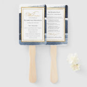 Ceremonie programma's | Navy Blue Bruiloft Abstrac Handwaaier (Voorkant en achterkant)