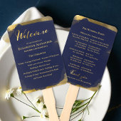 Ceremonie programma's | Navy Blue Bruiloft Abstrac Handwaaier